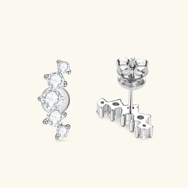 Lnngy GRA Certified Moissanite Stud Earring For Women Original 925 Sterling Silver Irregular Piercing Earring 2025 Hot Jewelry