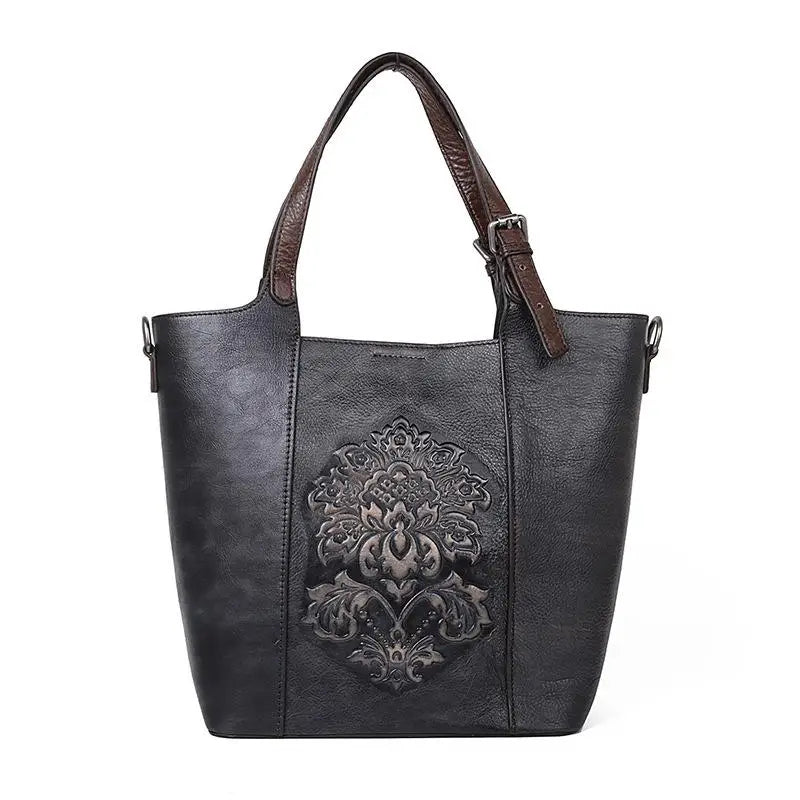 MOTAORA Large Capacity Bucket Bag 2025 New Vintage Luxury Handbags Women Genuine Cowhide Handmade Embossing Woman Shoulder Bags