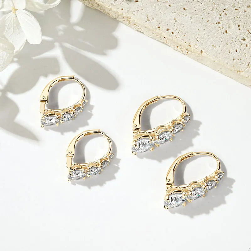 Lnngy Certified Moissanite Hoop Earrings 925 Sterling Silver 4 Stone Circle Earring For Women Ear Jewelry Pendientes Oorbellen