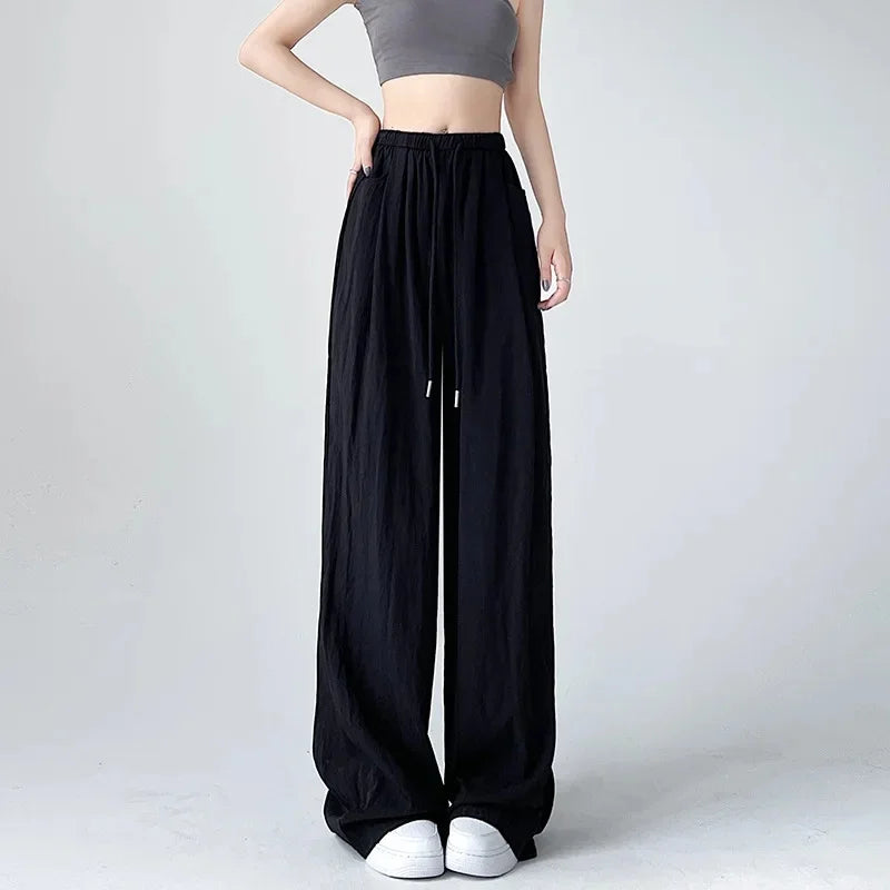 Ice Silk Wide Leg Pants Women Summer Thin Loose Casual Sun Protection Straight Leg Yamamoto Pants Lazy Dragging Pants