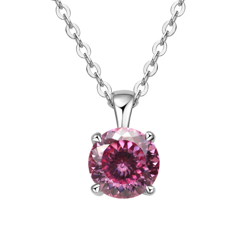 JoyceJelly Classic Four Prong 1ct Moissanite Necklace Women's 925 Sterling Silver Plated 18k Gold Pendant Luxury Fine Jewelry