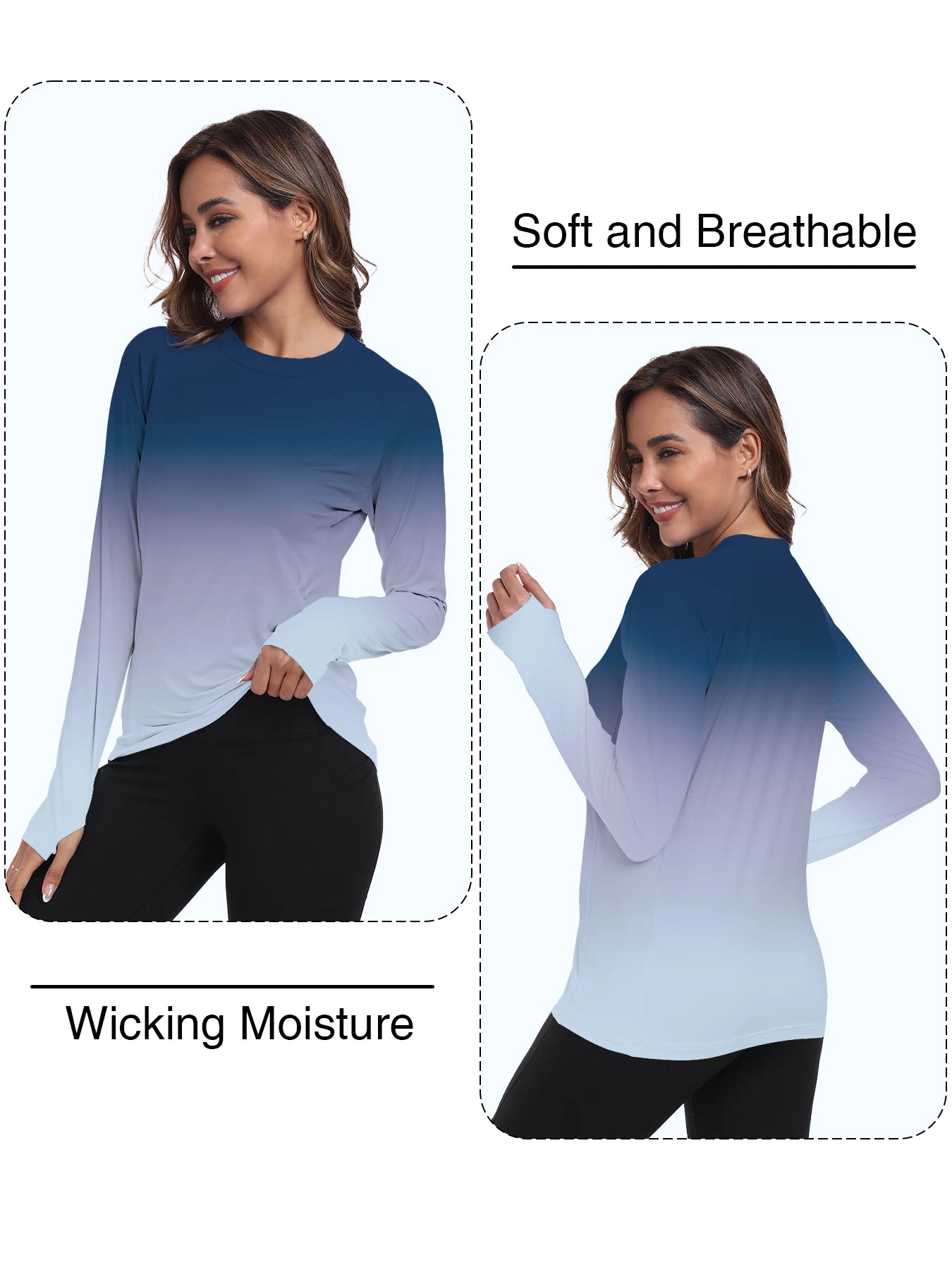 Women's UPF 50+ Sun Shirts Long Sleeve UV Protection Rash Guard Lightweight Quick Dry SPF Hiking Tops Outdoor