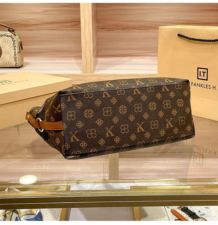 Women’s Light Luxury Retro Handbag – Large Capacity Shoulder & Crossbody Tote – 2025 High-End Fashion