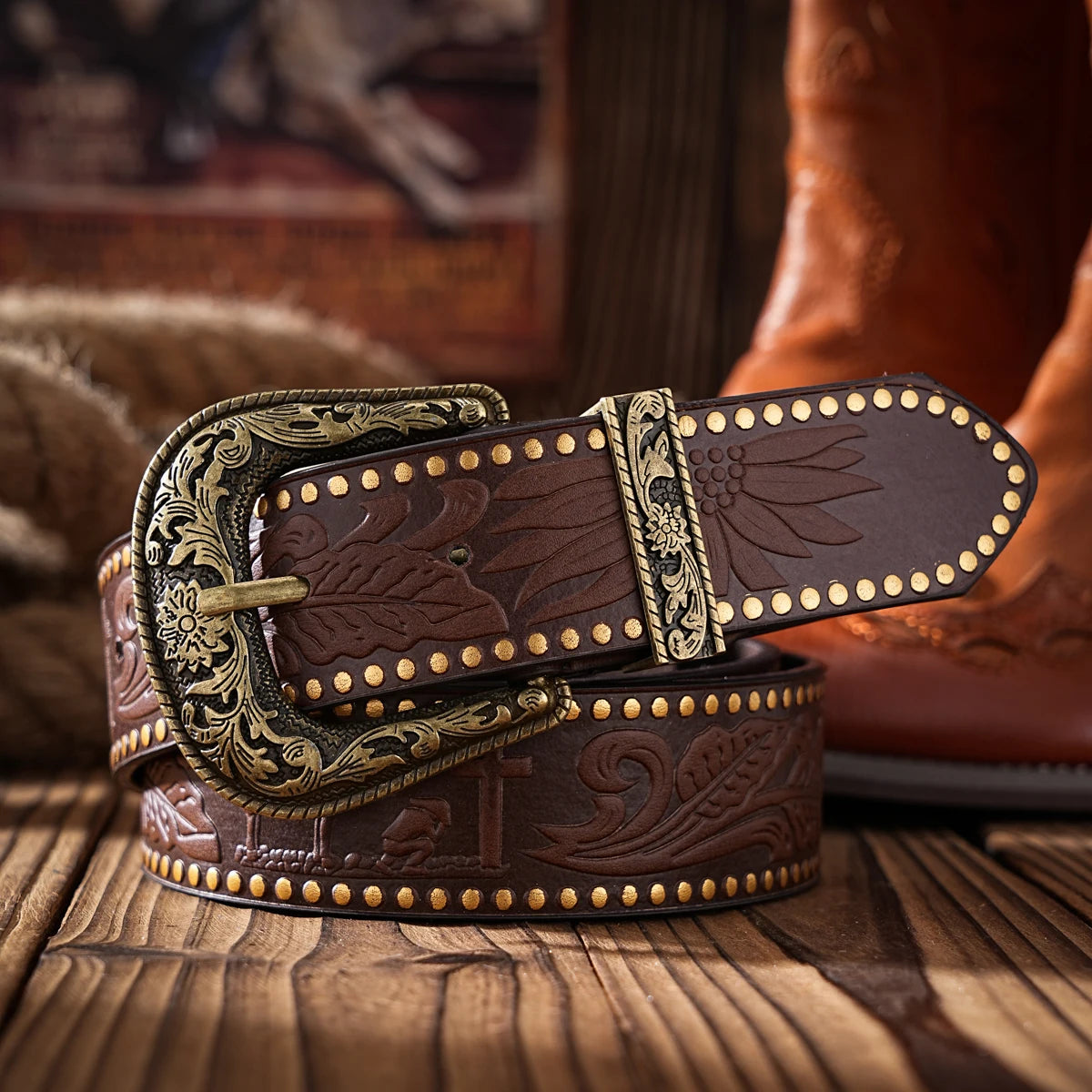 Casual, individual and retro belts, Western-style clothing accessories, metal buckles, PU belts, suitable for both men and women