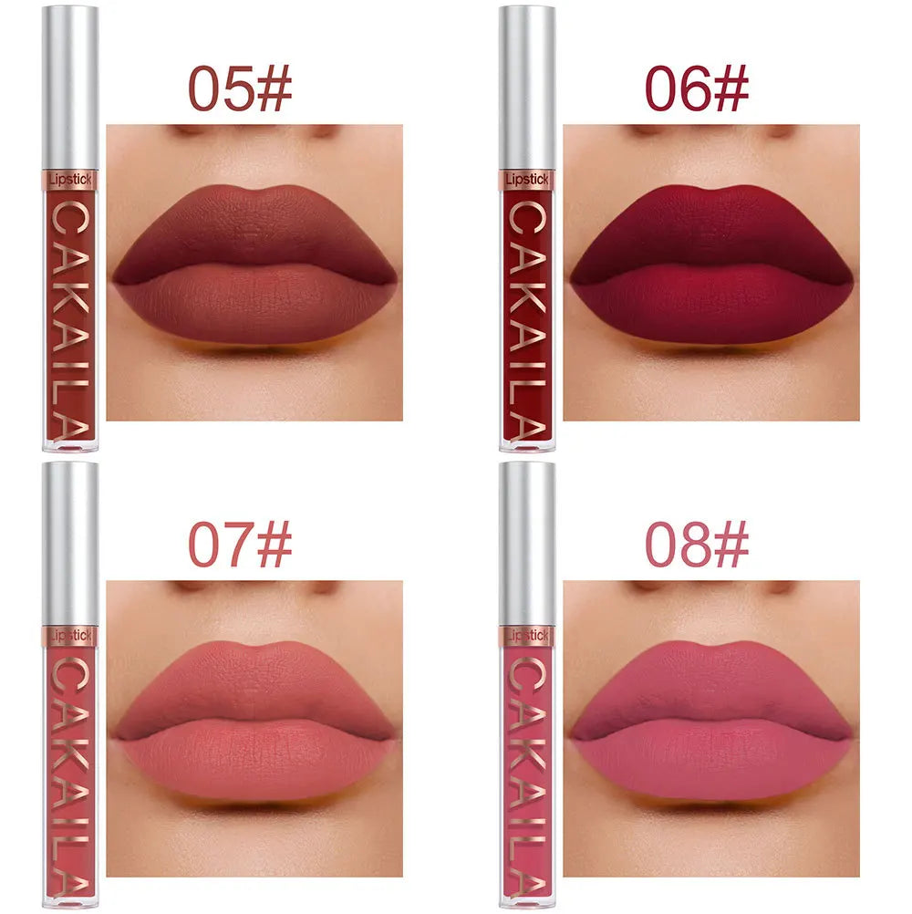 CAKAILA 10pcs/set Nude Lip Gloss Matte Velvet Lipstick Waterproof Long-lasting Liquid Lipstick Women Moist Lip Tint