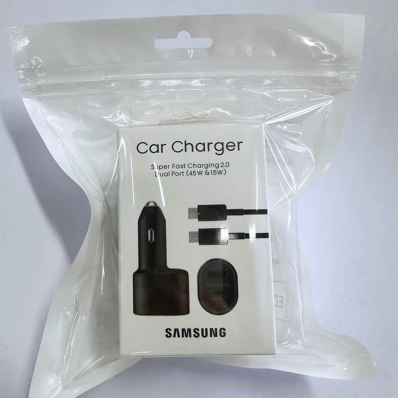 60W Samsung Dual Car Charger with Fast Charging 45W Usb C PD Auto Chargeur for S25 Ultra S25+ S24 Ultra S23 FE S22 A55 A15 A54