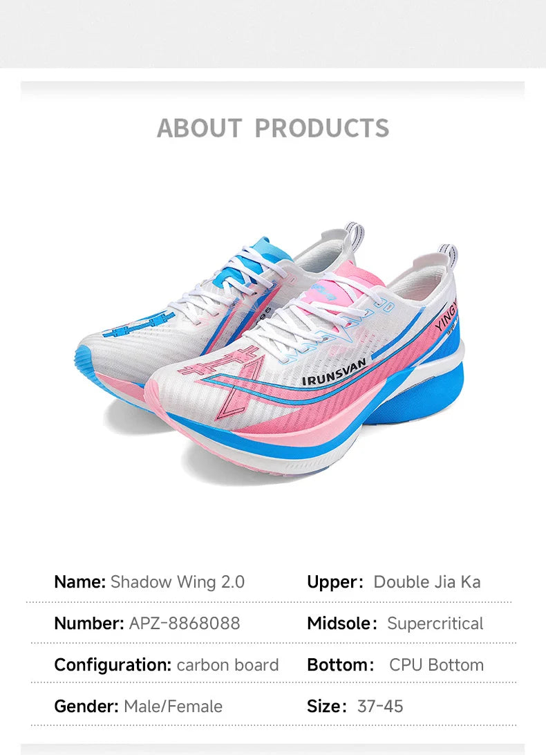 IRUNSVAN Shadow Wing 2.0 Carbon 2024 Sport Shoes Original Trendy Casual Sneakers Outdoor Marathon Running Shoes Men Unisex
