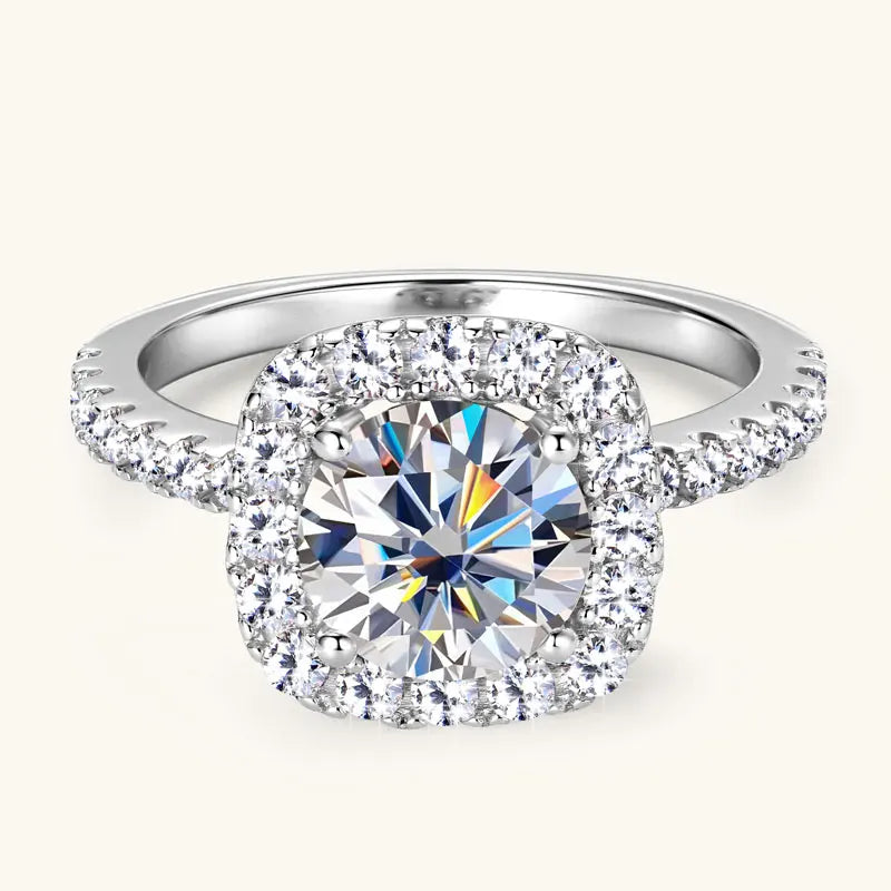 Lnngy 8mm 2ct Moissanite Halo Ring Certified 925 Sterling Silver Engagement Rings For Women Girls Wedding Party Jewelry Gift
