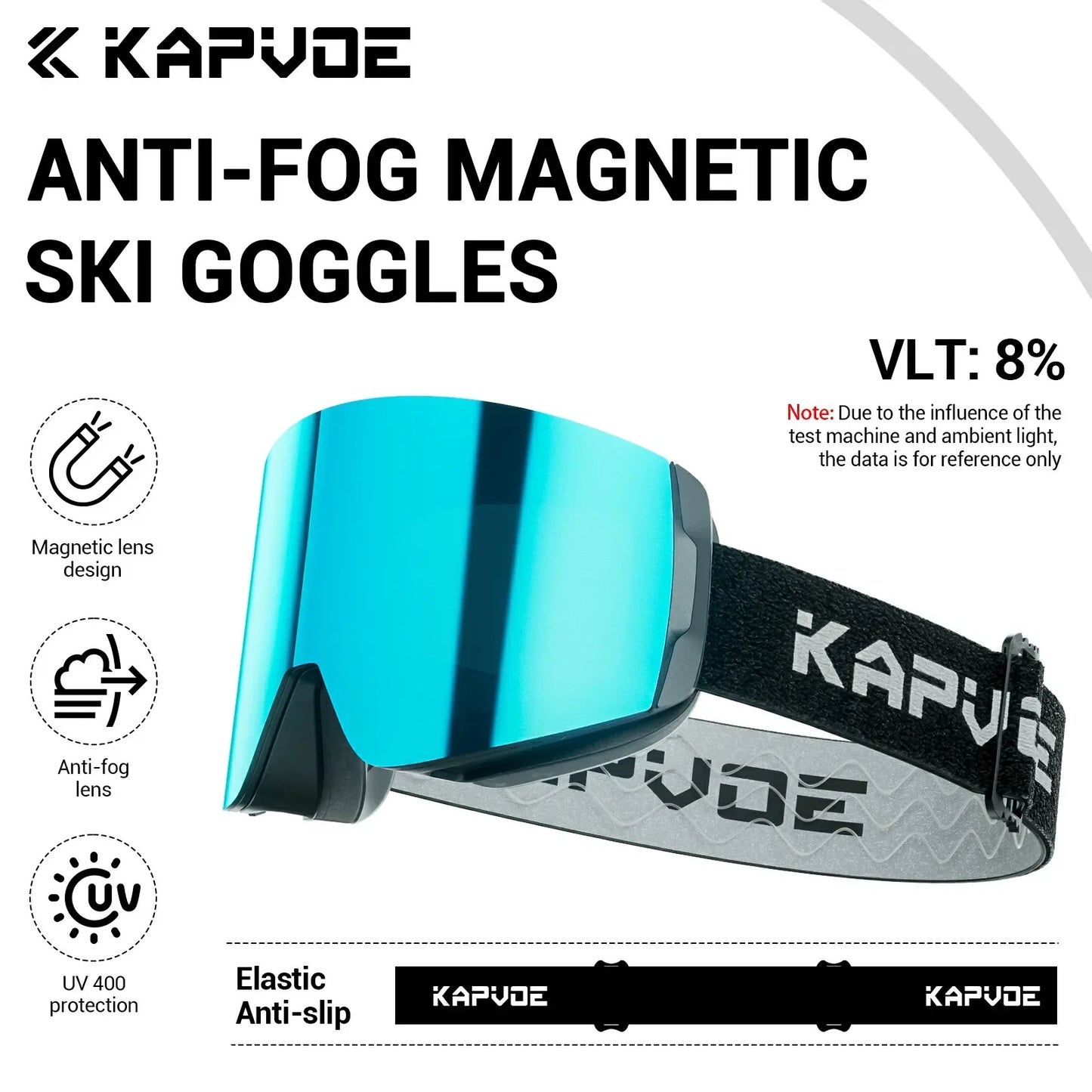 KAPVOE Winter Outdoor Ski Goggles Double Magnet Adsorpt Layers UV400 Anti-fog Coatings Snowmobile Snowboard Skiing Men Women