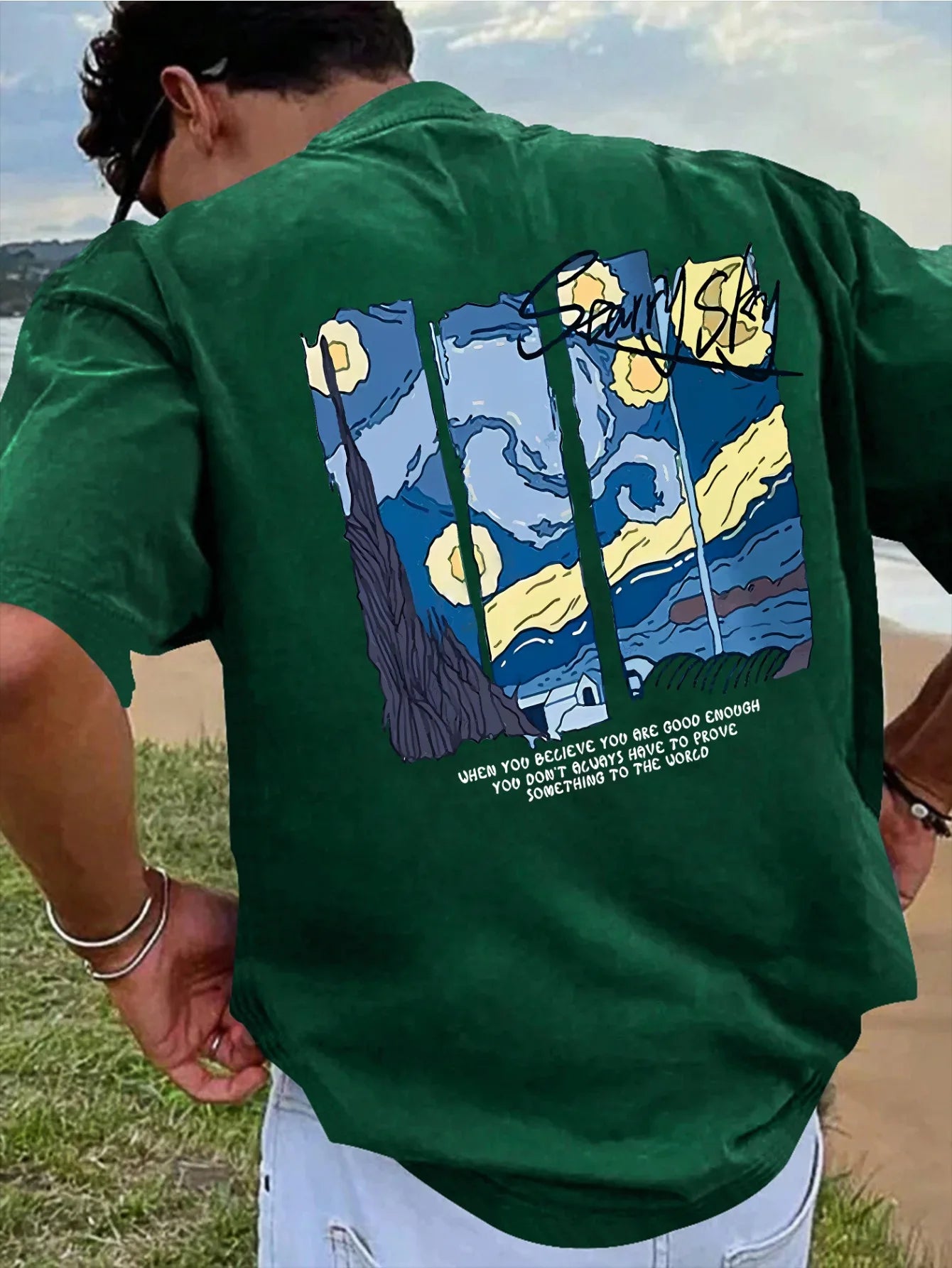Men’s Summer 100% Cotton Casual T-Shirt Oil Painting Print | Loose Fit | Breathable Comfort
