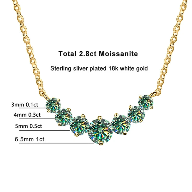 JoyceJelly All D VVS1 Moissanite Necklace For Women GRA Certified 18k Yellow Gold Plated 925 Sterling Sliver Wedding Fine Jewely