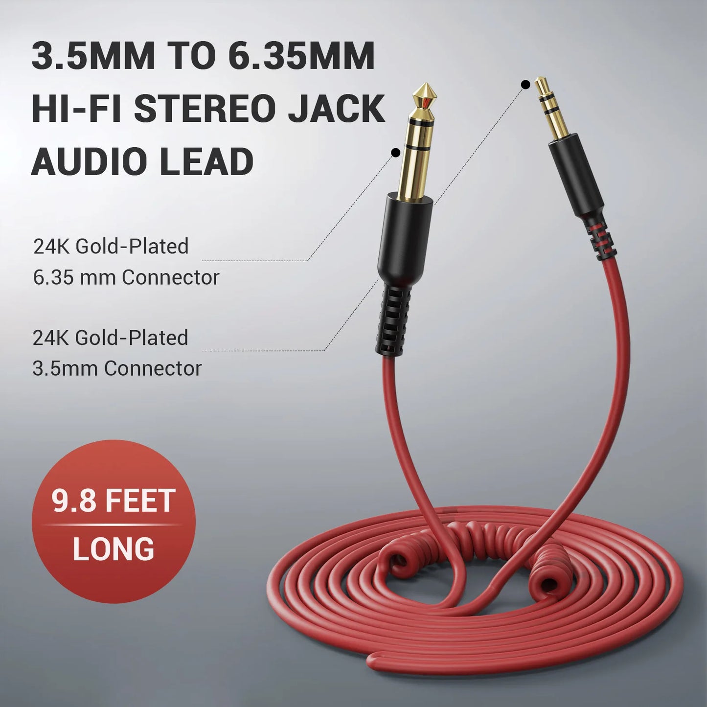 6.35mm to 3.5mm Aux Audio Cable For OneOdio Pro 10/30/50/A70/A7/HiFi DJ Headphones Headset Music Player Phone Speaker Earphone