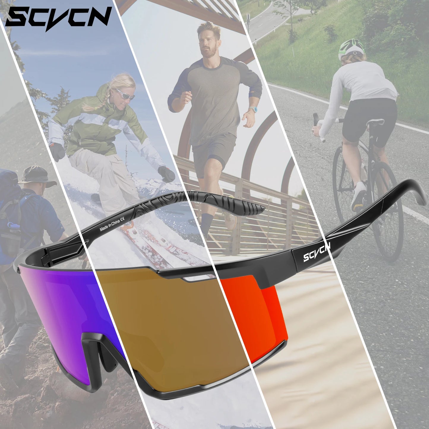 SCVCN Cycling Sunglasses Sports Bicycle Glasses MTB Mountain Bike Goggles Cycling Accessories UV400 Outdoor Eyewear Men Women