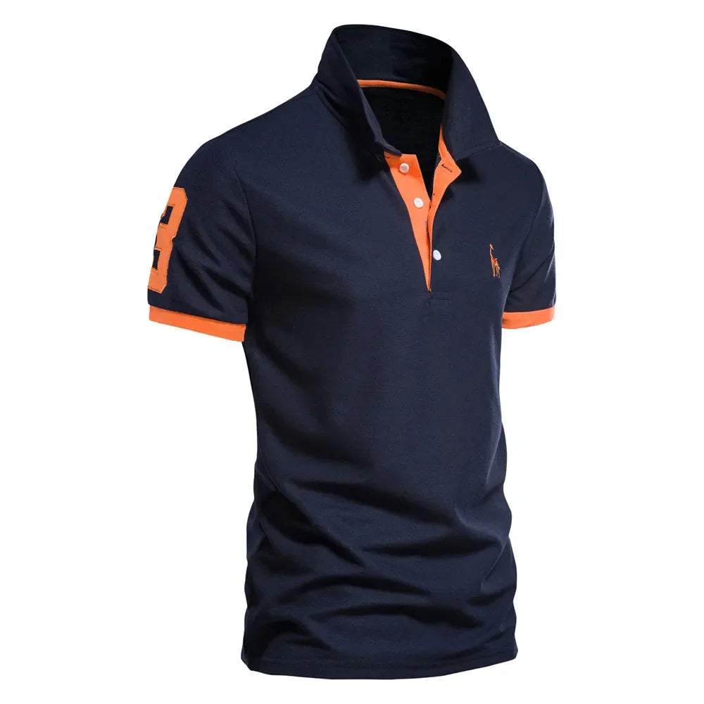 Polo style Giraffe Shirt Men Quality Embroidery Summer Short Sleeve Polo Casual Business Social Mens Polos BR Size