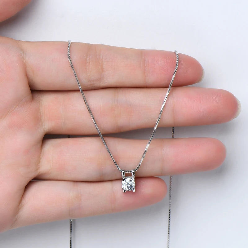 Lnngy 0.5ct-1ct Moissanite Pendant Necklace Earring For Women 925 Sterling Silver Stud Earrings Collares Mujer Bling Jewelry Set
