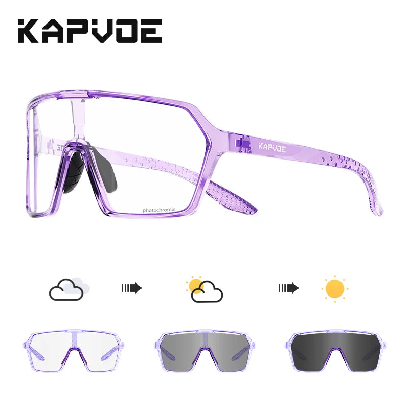 Kapvoe Photochromic Cycling Glasses Baseball Sunglasses UV400 MTB Mountain Bike Transition Bicycle for Women Sports Eyewear