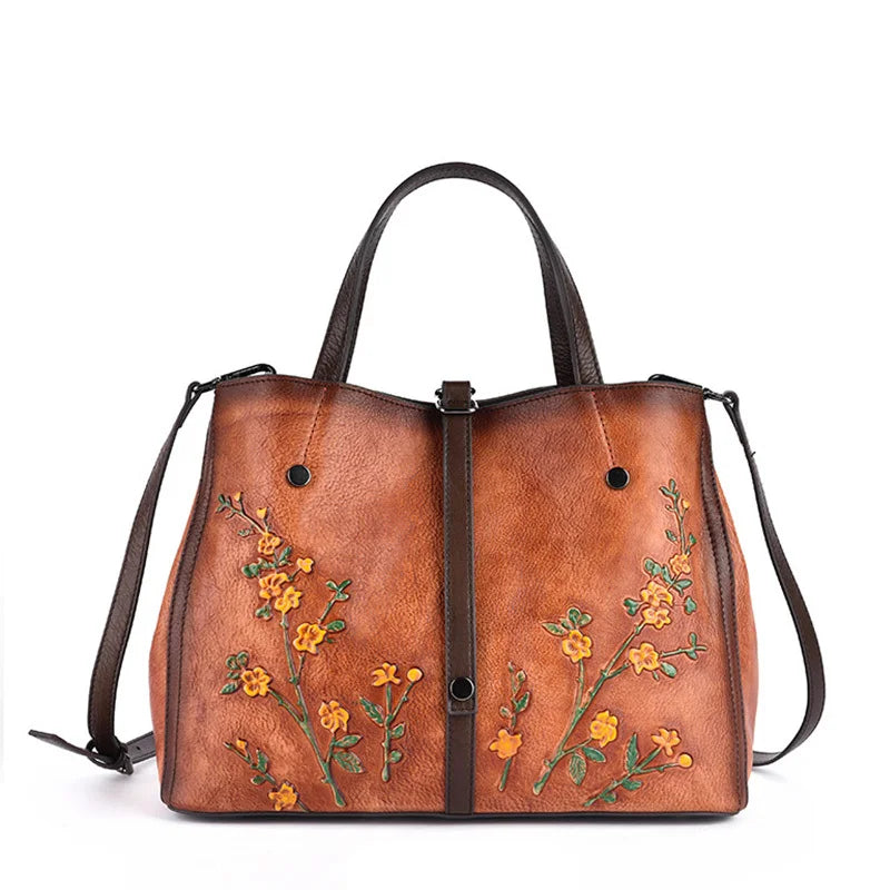 MOTAORA Women's Bag Genuine Leather Handbag For Women Vintage Embossed Female Shoulder Bag Handmade Large Capacity Crossbody Bag