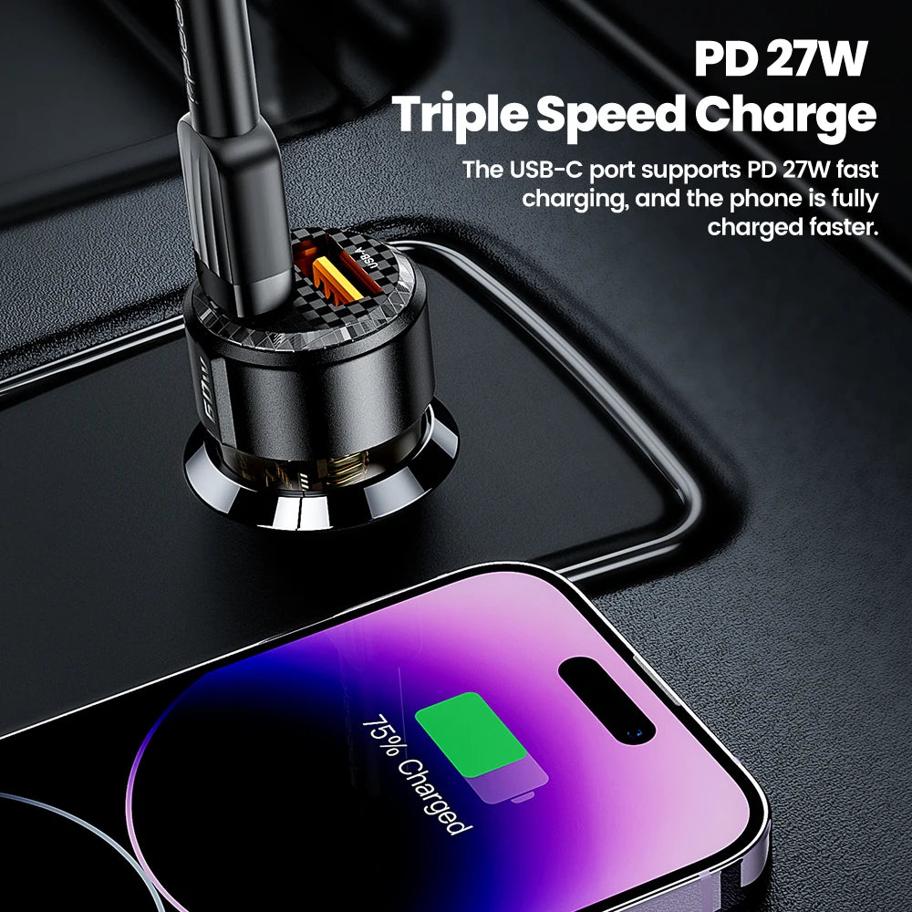 Toocki 60W USB Car Charger Quick Charge QC PD SCP 6A USB Type C Car Fast Charging For iPhone 15 14 13 Huawei Samsung Xiaomi