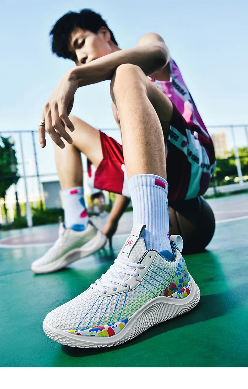 Summer New Men's Casual Shoes Breathable Comfortable Running Large Size Basketball Shoes Fashionable Versatile Couple Shoes
