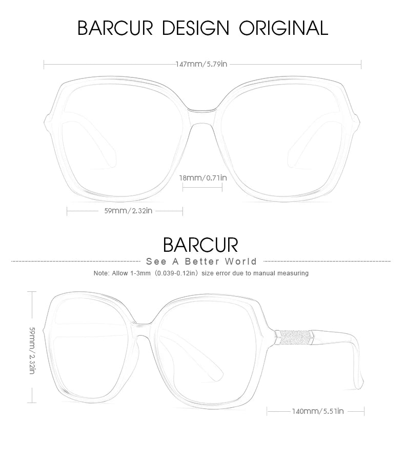 BARCUR Women Polarized Sunglasses UV400 Lady Fashion Gradient Sun Glasses for Women Eyewear Accessory