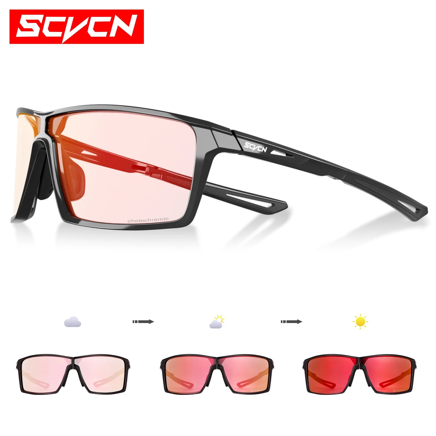 SCVCN Outdoor Photochromic Anti-fog Sunglasses Foldable Cycling Glasses UV400 Light Weight Bicycle Hiking Glasses Men Women New