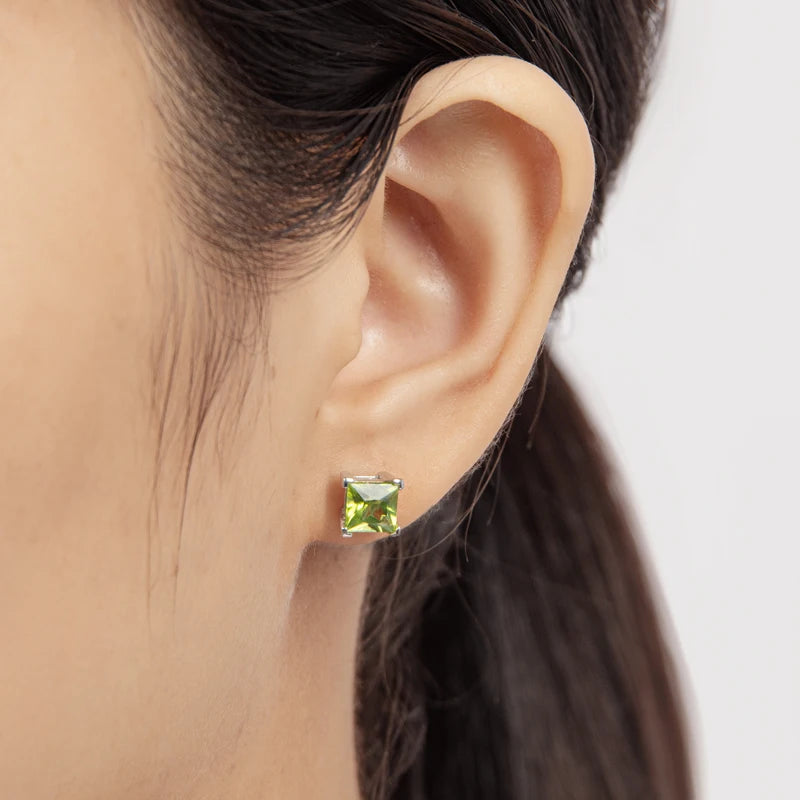 Lnngy Natural Colorful Gemstones Stud Earring for Women pendientes plata 925 Sterling Silver Earrings Daily Jewelry Gift