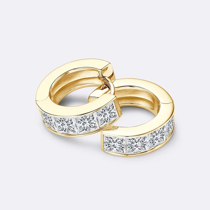 Lnngy 3.2CTTW Princess Cut Moissanite Earring for Women Certified 925 Sterling Silver Hoop Earrings Fashion Versatile Jewelry