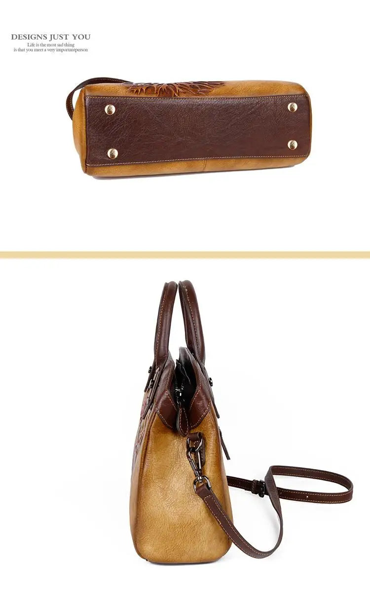 MOTAORA Vintage Women Shoulder Bags Genuine Leather Retro Ladies Handbags For Female Handmade Embossed Women's Bag 2025 Trend