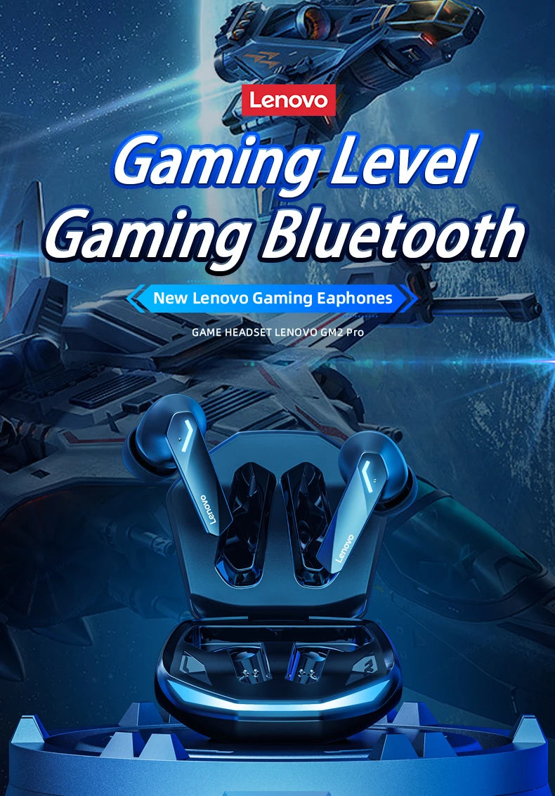 Lenovo Original GM2 Pro Wireless Headphones Bluetooth Earphones Low Latency Earbuds HD Call Dual Mode Gaming Earpods