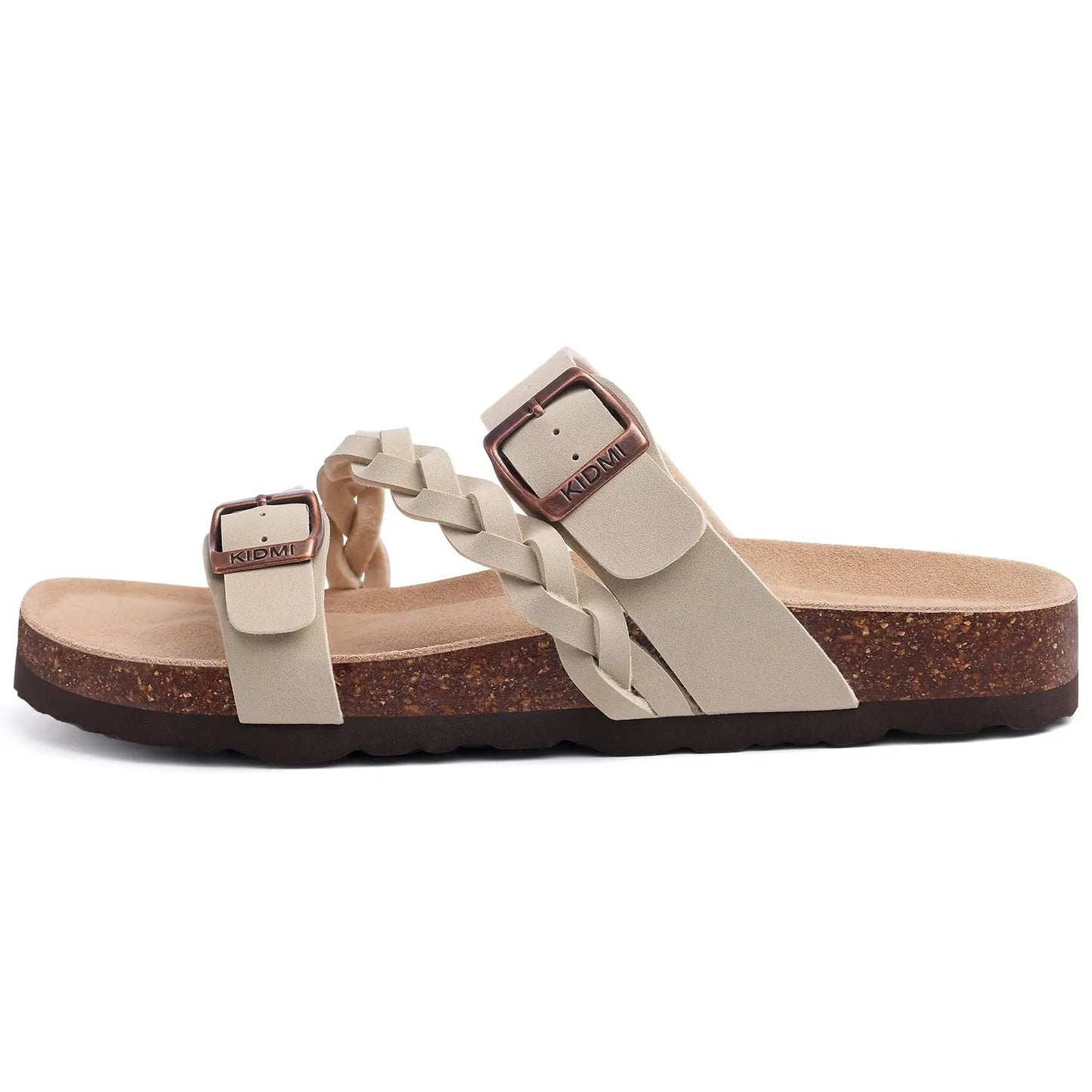 Gacimy Women's Summer Cork Sandals Comfortable Cork Footbed Slippers With Adjustable Buckle High Quality Fashion Brand Slides