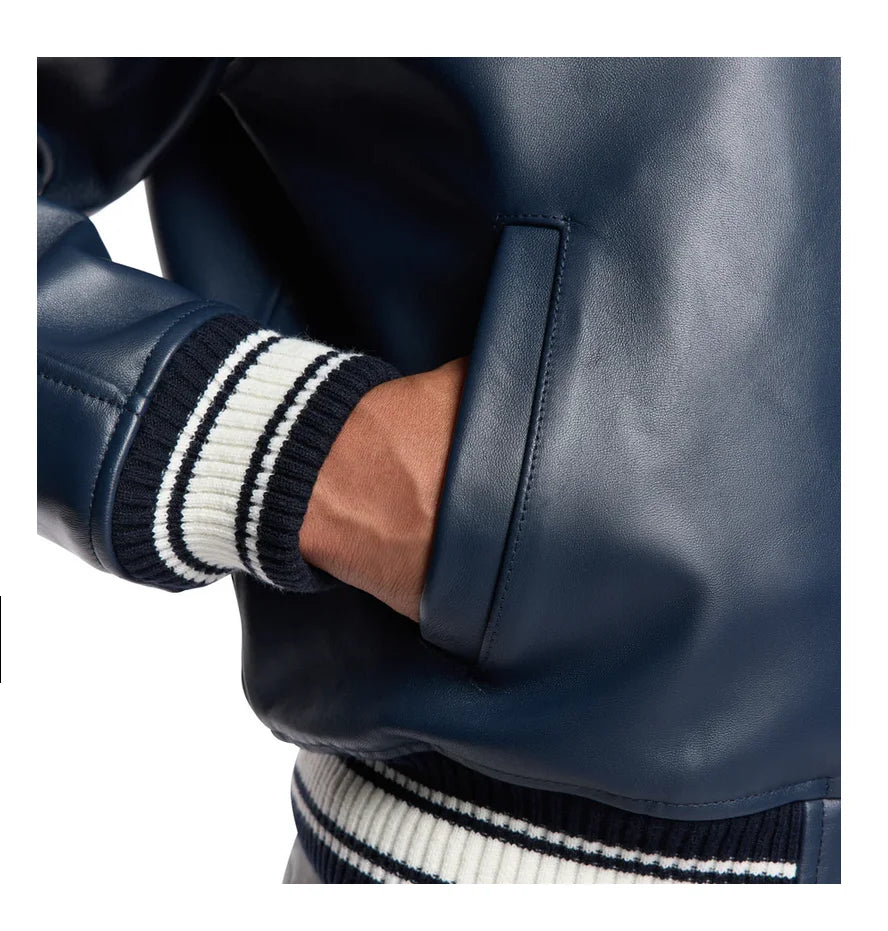 AVIREX Fall New ICON JACKET Sheepskin Leather Jacket Men's Bomber Flight Suit Embroidered Jacket Casual Top US Size Loose Fit
