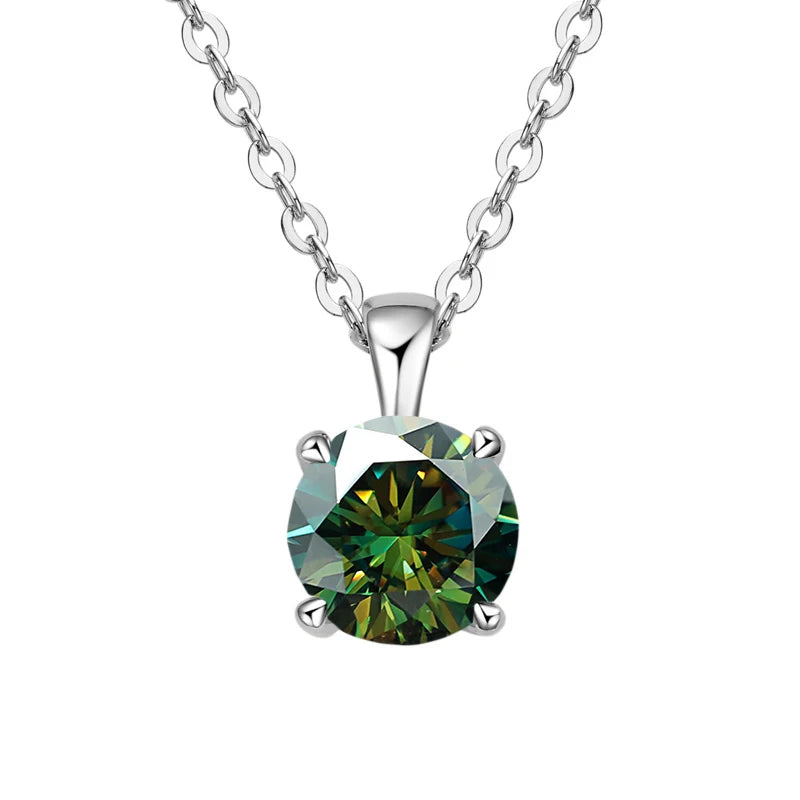 JoyceJelly Classic Four Prong 1ct Moissanite Necklace Women's 925 Sterling Silver Plated 18k Gold Pendant Luxury Fine Jewelry