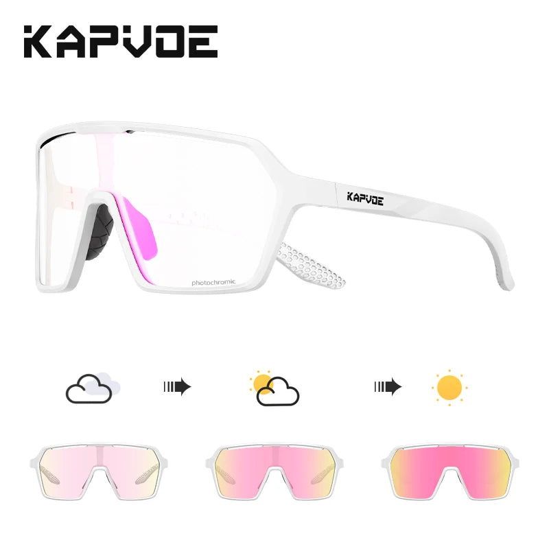 Kapvoe Photochromic Cycling Glasses Baseball Sunglasses UV400 MTB Mountain Bike Transition Bicycle for Women Sports Eyewear