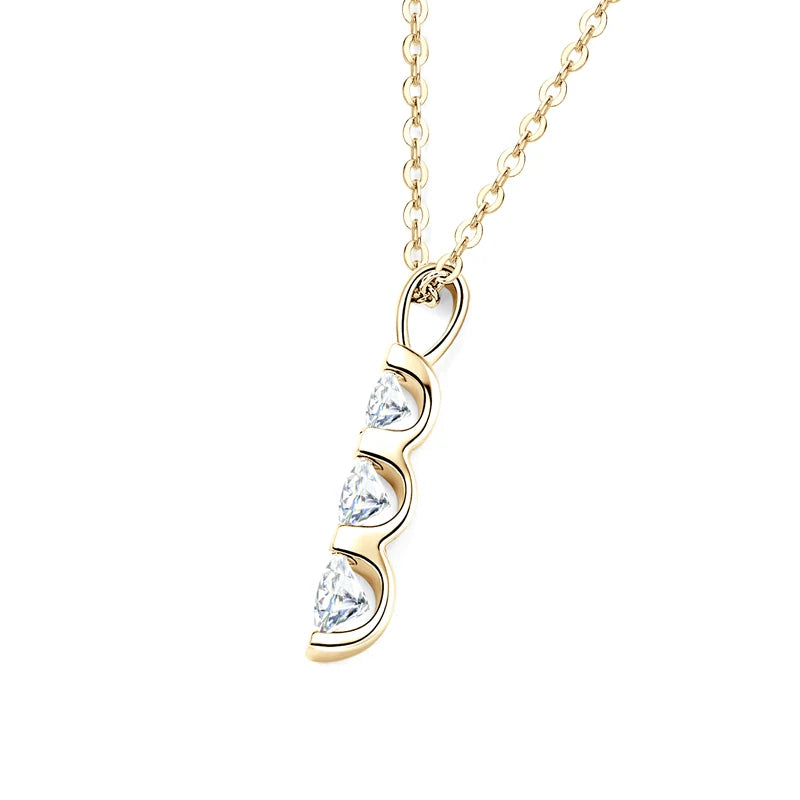Lnngy Three Stone Moissanite Jewelry Set 925 Sterling Silver Pendant Necklace Dangle Earring For Couples Lovers' Wedding Gift