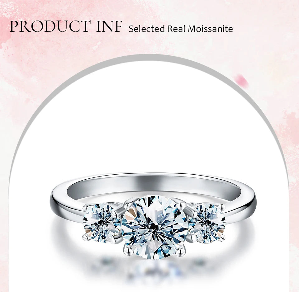 GRA Shiny Real 1CT D Color Moissanite Diamond Wedding Rings For Women Original 925 Sterling Silver Luxury Quality Fine Jewelry