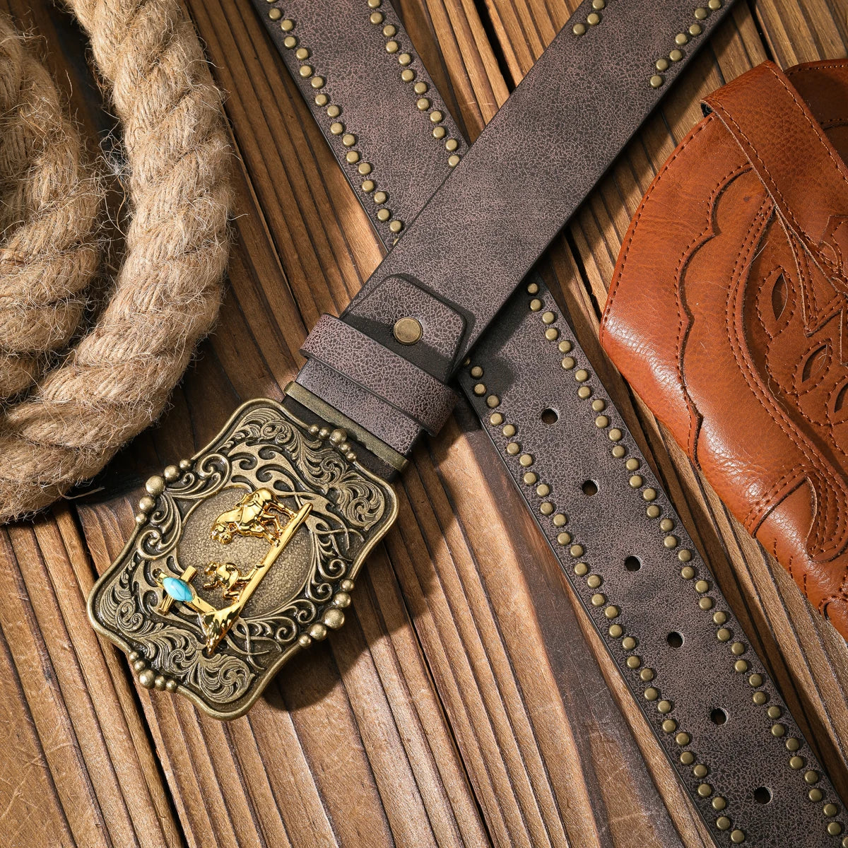 A casual and retro belt, a waist accessory for Western-style clothing, metal buckle, PU belt, suitable for both men and women