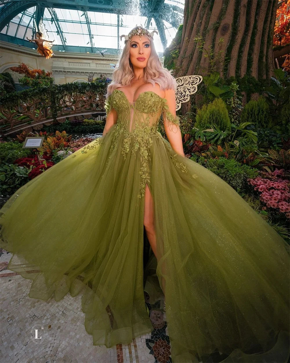 Mila Sweetheart Neck Ball Gown Party Dresses Tulle Lace Embroidery Evening Dress Side High Split Customized Prom Dresses 2025