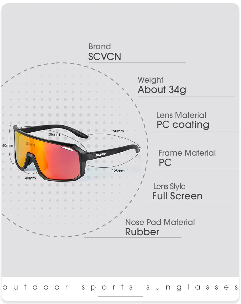 SCVCN Outdoor MTB Driving Glasses Cycling Sunglasses UV400 Women Sports Running Eyewear Men Road Bicycle Glasses Bike Goggles