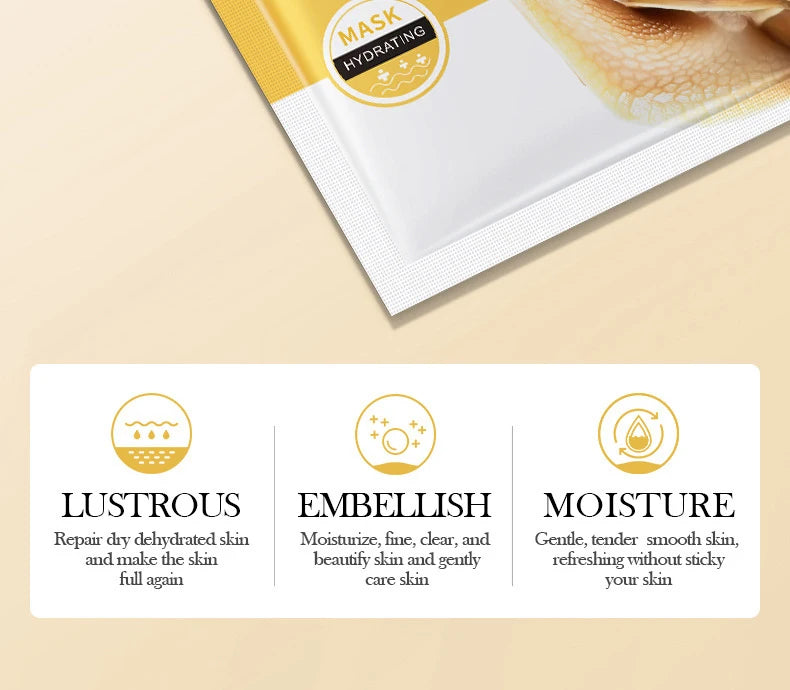 20pcs BIOAQUA Snail Hyaluronic Acid Face Mask skincare Moisturizing Hydrating Firming Facial Masks Face Skin Care Products