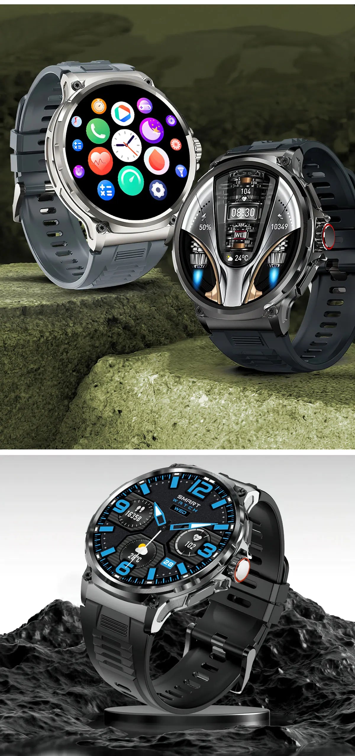 2025 New 1.85-Inch Ultra HD Smart Watch Men GPS Track Bluetooth Call 710 mAh Large Battery 400+Dial Smartwatch For Huawei Xiaomi