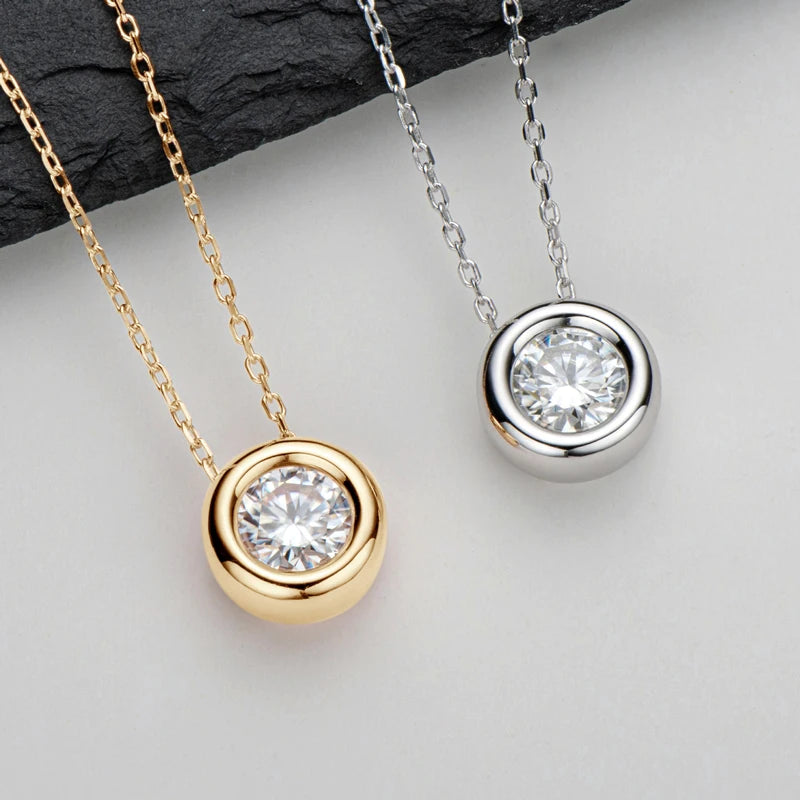 Lnngy D Color Bezel Moissanite Stud Earrings 925 Sterling Silver Pendant Necklace Earring Jewelry Set For Ladies Wedding Gift
