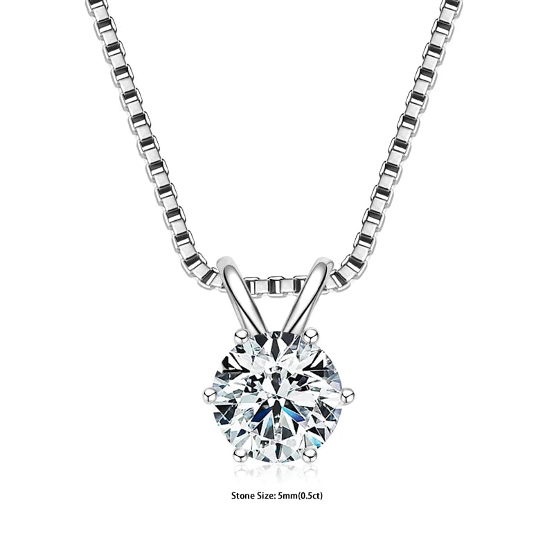 RAPRGOLD GRA Certified 0.5-5ct Moissanite Pendant Necklaces 925 Sterling Silver Solitaire Necklace Chain For Women Jewellry Gift