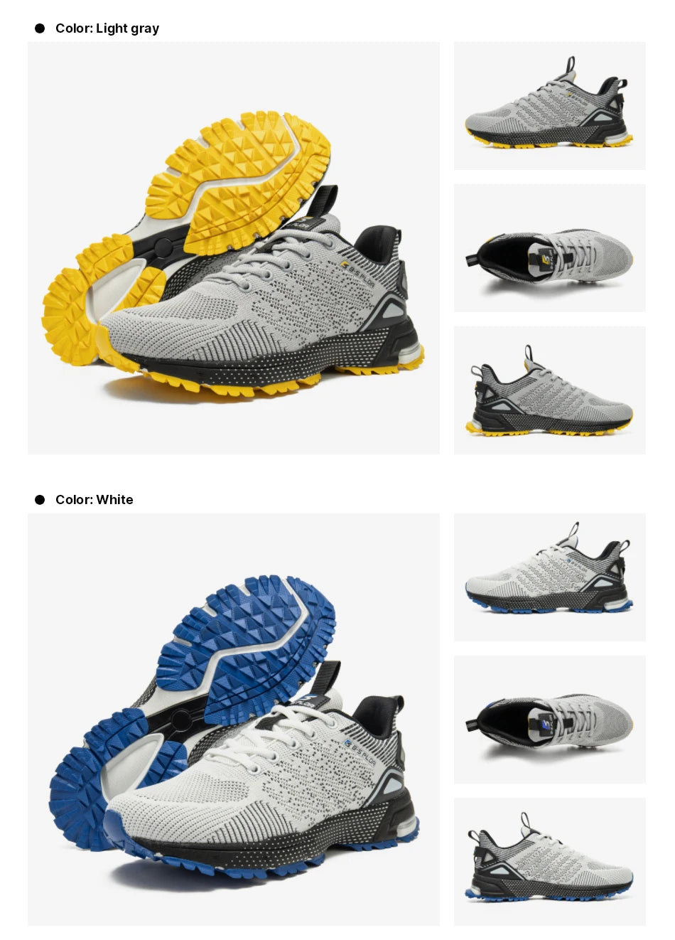 Baasploa Men Running Shoes Lightweight Sport Shoes for Men Mesh Breathable Casual Sneakers Non-Slip Outdoor 2023 New Arrival