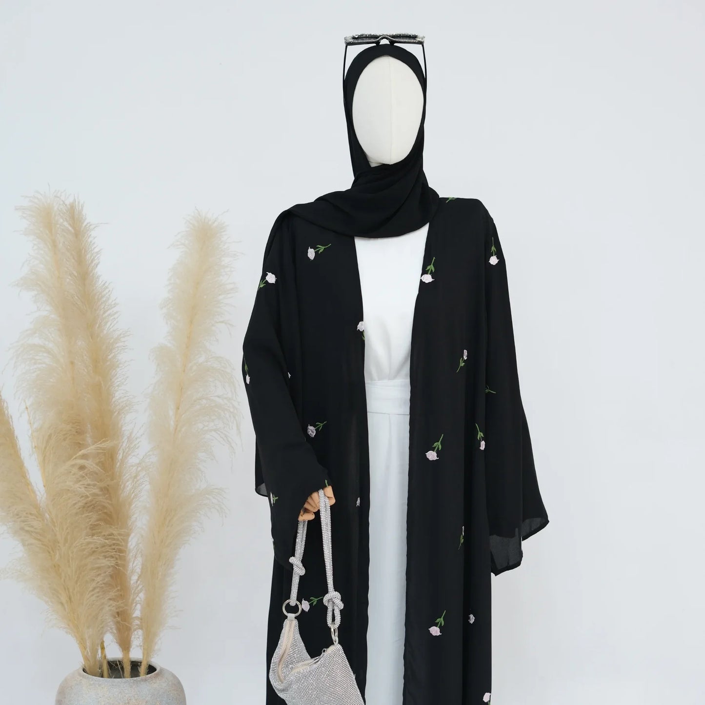 Open Kimono Chiffon Black Abaya for Women Dress Turkey Eid Ramadan Kaftan Muslim Cardigan Coat Islam Clothing Jalabiya Arab Robe