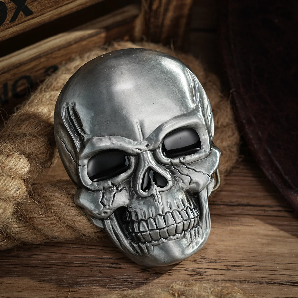 Western Belt Buckle Initial Vintage-Cowboy Rodeo Silver Large Skull Belt Buckle for Men Women