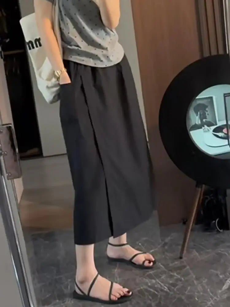 High Waist Wide Leg Pants Skirt Casual Loose plus Size Summer Trendy Slimming A-Line Skirt Commute Sle Eighteen Pants