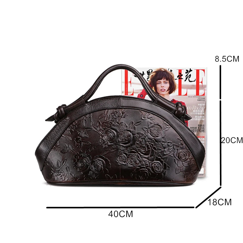 MOTAORA 2025 New Women Shoulder Bag Luxury Genuine Leather Handbag Female Oil Wax Cowhide Retro Embossed High Quality Ladies Bag