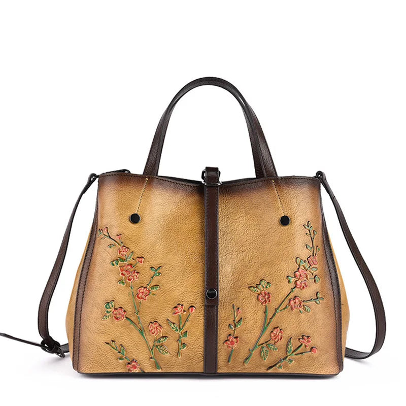 MOTAORA Women's Bag Genuine Leather Handbag For Women Vintage Embossed Female Shoulder Bag Handmade Large Capacity Crossbody Bag