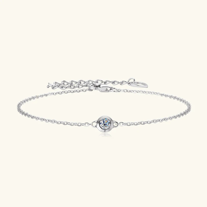 Lnngy 3mm Bezel Moissanite Bracelet Original And Pure 925 Sterling Silver Bracelets For Women Fashion Charm Wedding Jewelry Gift