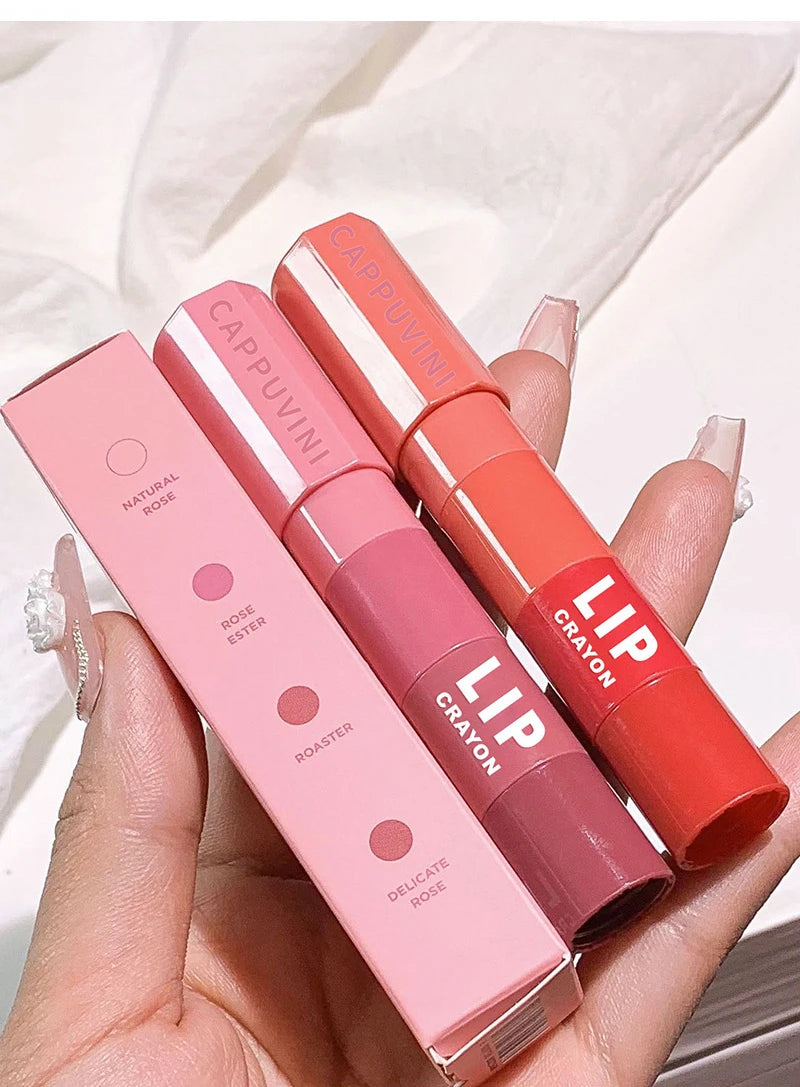 Mini Lipstick Set Matte 4 Colors Lipstick Combination 4 Sections Velvet Grapefruit Red Lip Pigment Non-stick Cup Lip Gloss kit